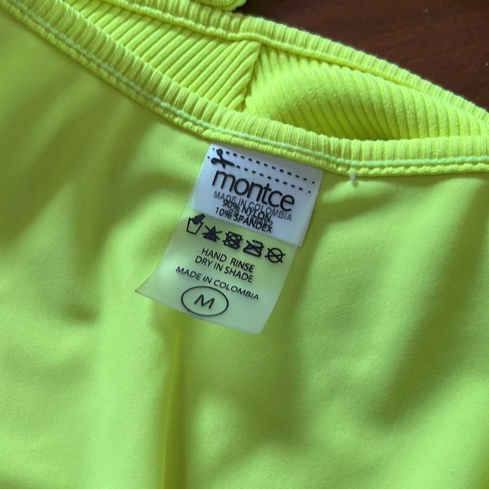 Montce Neon Yellow Ribbed Triangle Bikini Set - Picture 10 of 11